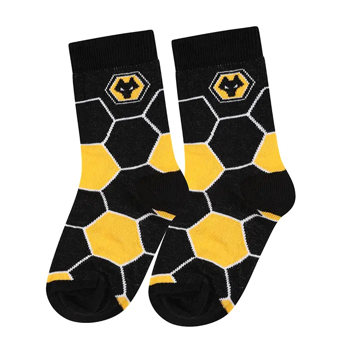 Wolverhampton Wanderers Shirt Store | Multi Hexagon Sock – Junior Collection Wolverhampton Wanderers Official Gear